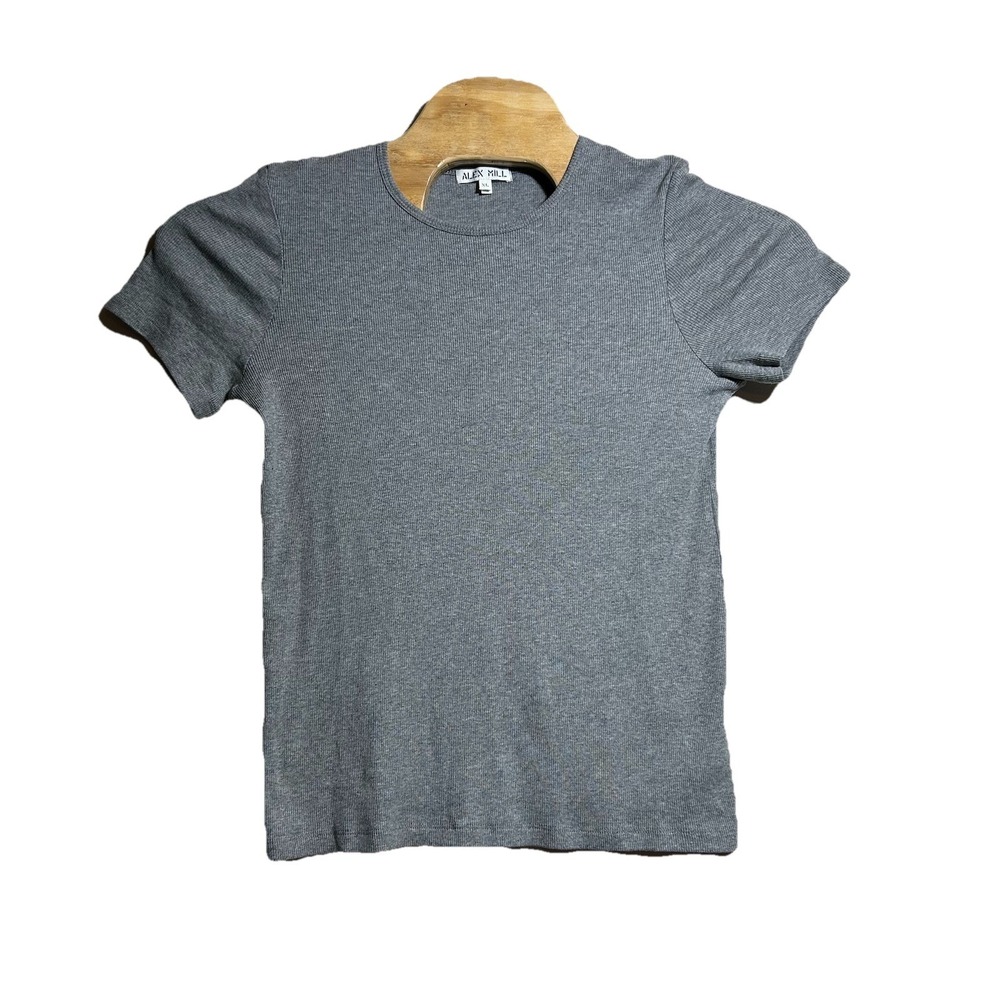 Women's Alex Mill Ribbed Gray Short Sleeve‎ Top Shirt XL Colton Blend